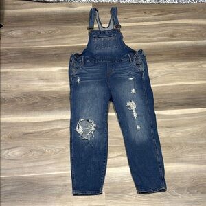 torrid Distressed Dark Blue Denim Overalls